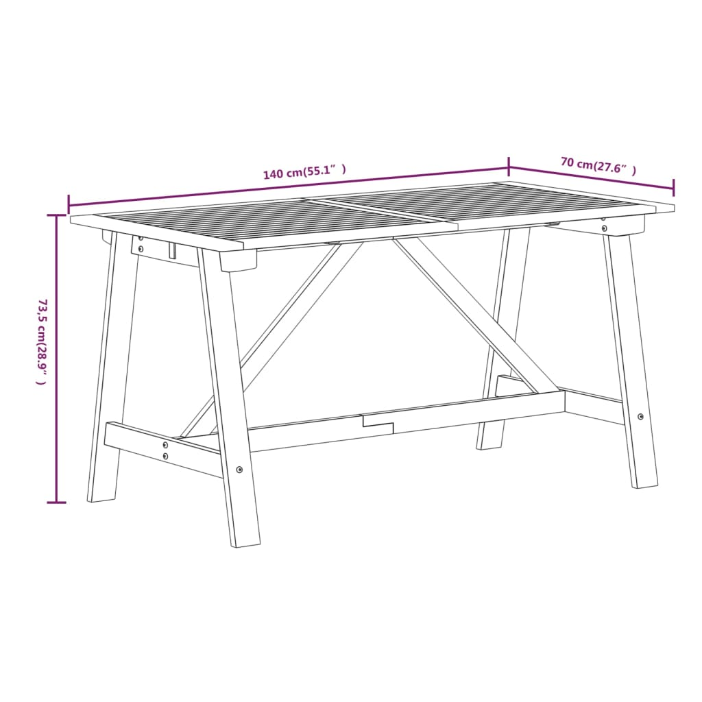 5 Piece Solid Acacia Wood Garden Dining Set