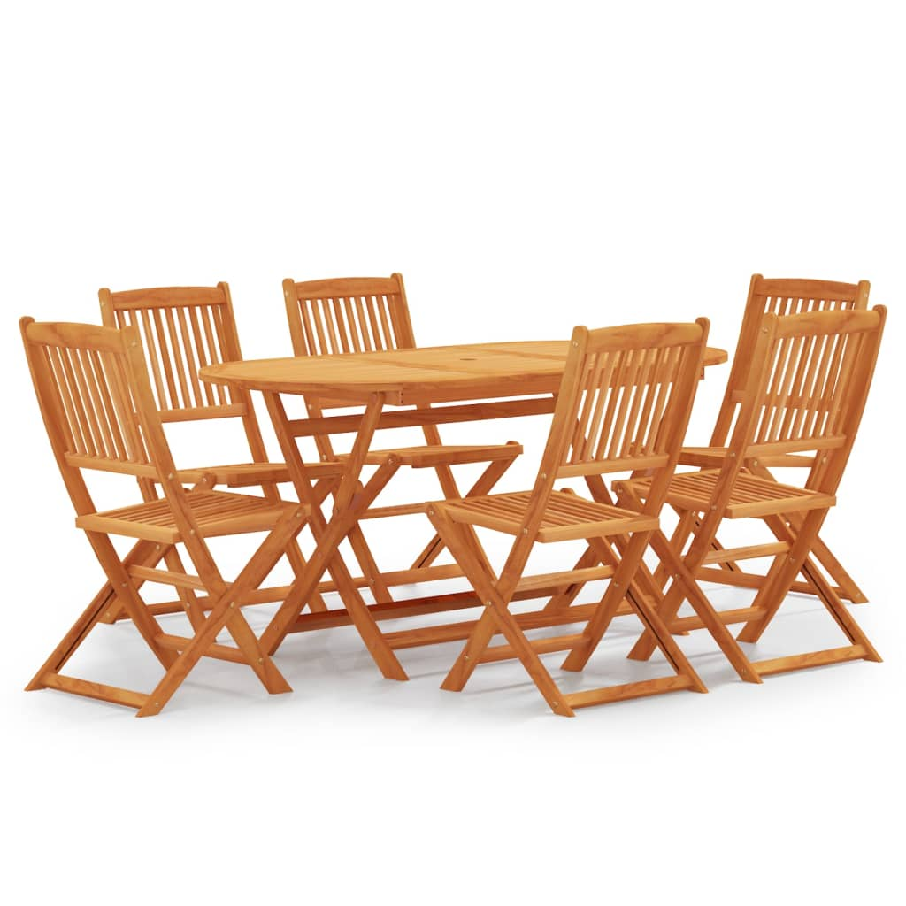 7 Piece Solid Eucalyptus Wood Folding Outdoor Dining Set