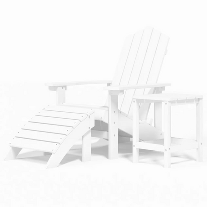 White Garden Adirondack Chair with Footstool & Table