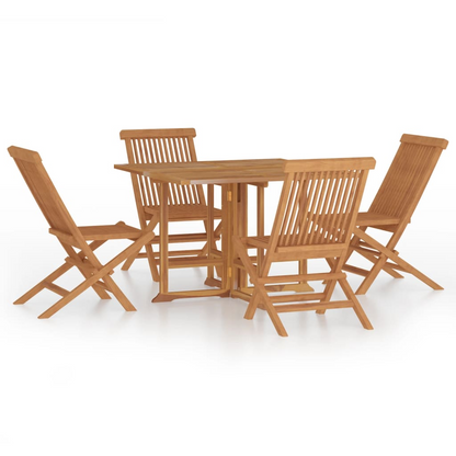 5 Piece Solid Teak Wood Folding Outdoor Dining Set