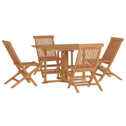 5 Piece Solid Teak Wood Folding Outdoor Dining Set