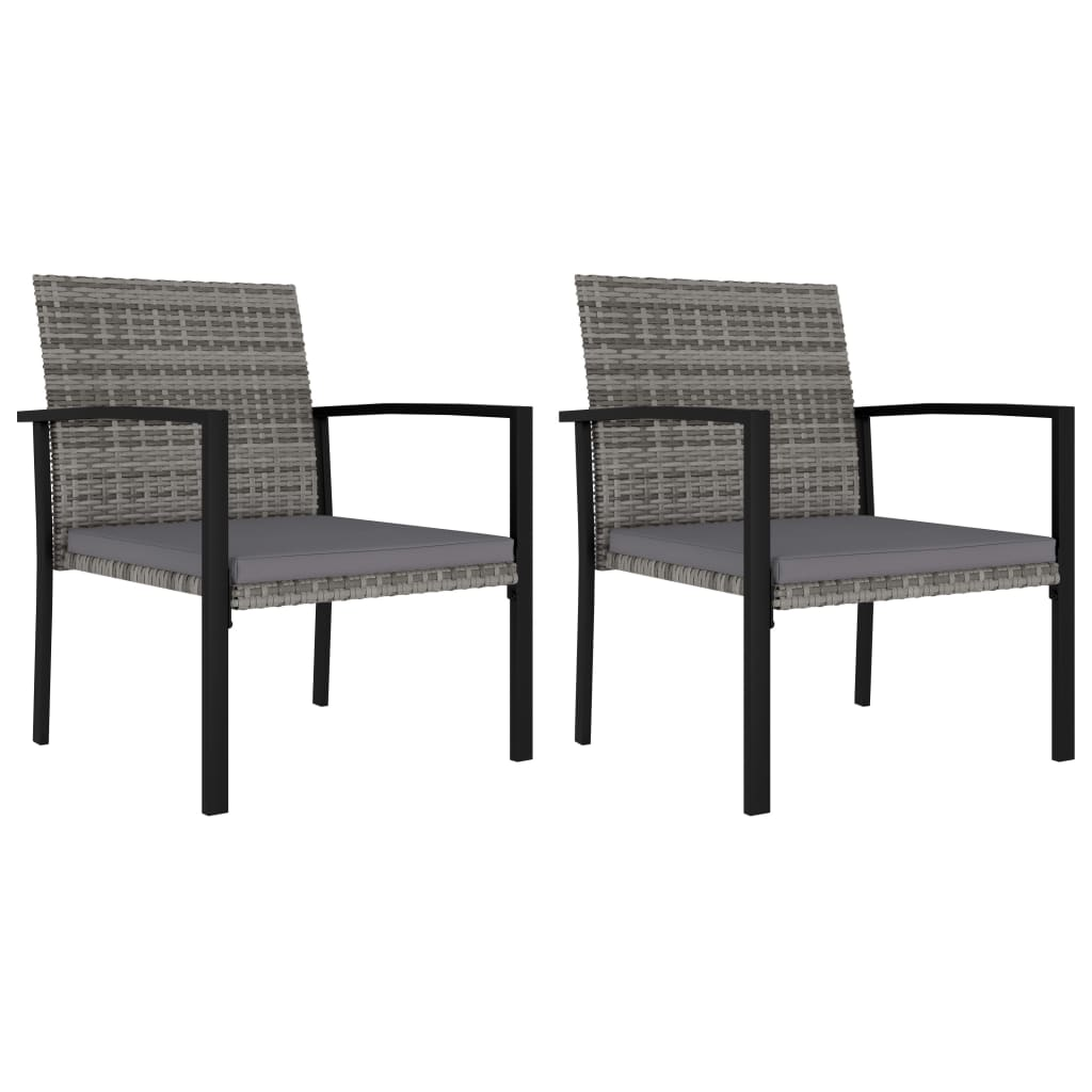 3 Piece Grey Poly Rattan Outdoor Dining Set