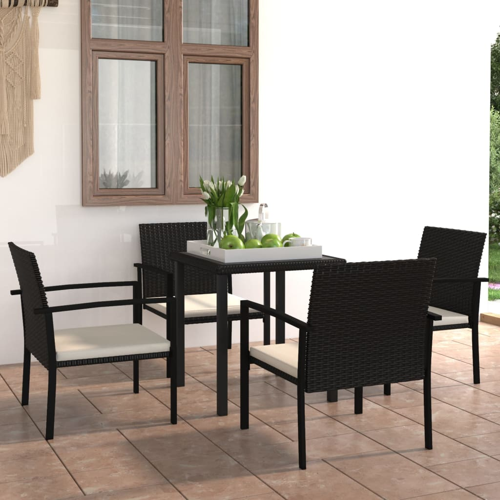 Black Poly Rattan 5 Piece Outdoor Dining Set