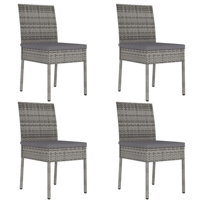 5 Piece Grey Poly Rattan Outdoor Dining Set with Cushions