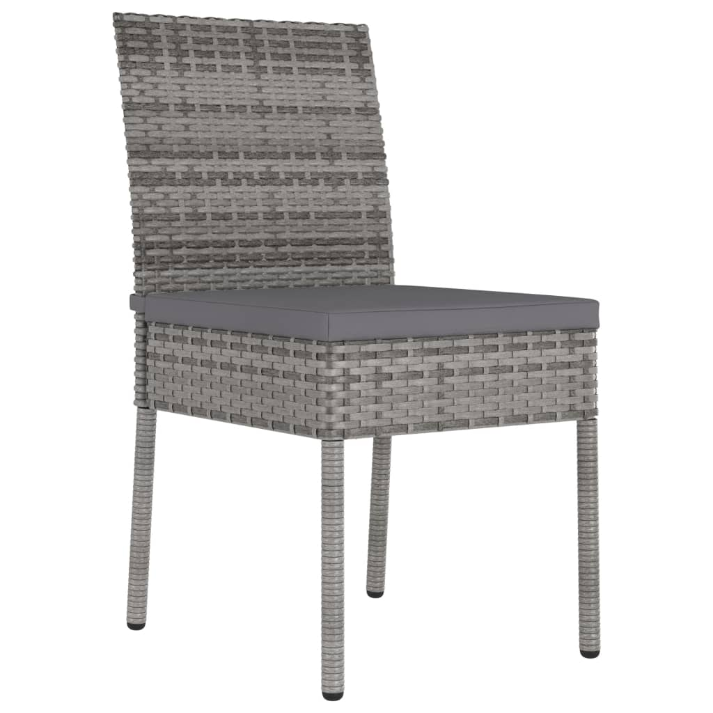 5 Piece Grey Poly Rattan Outdoor Dining Set with Cushions