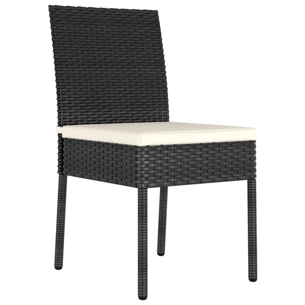 5 Piece Black Poly Rattan Outdoor Dining Set with Cushions