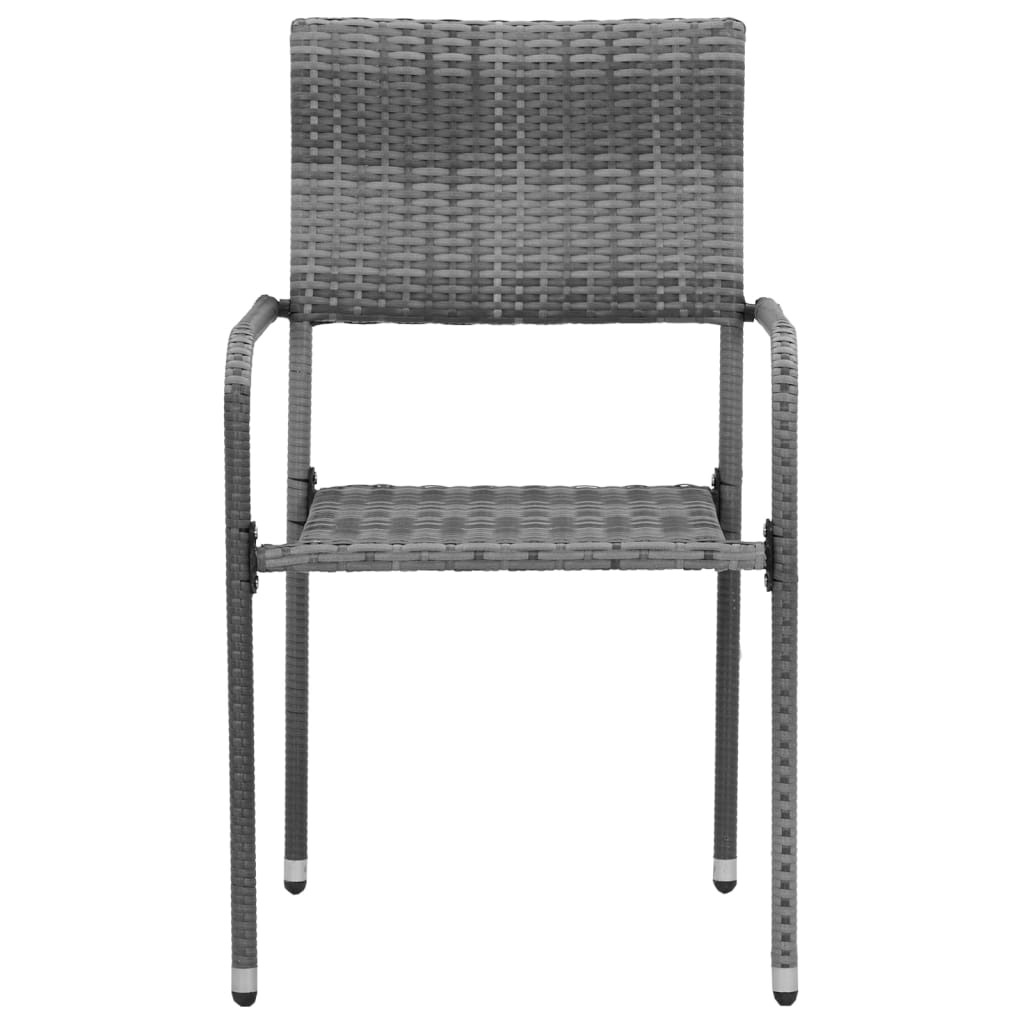 3 Piece Grey Poly Rattan Outdoor Dining Set