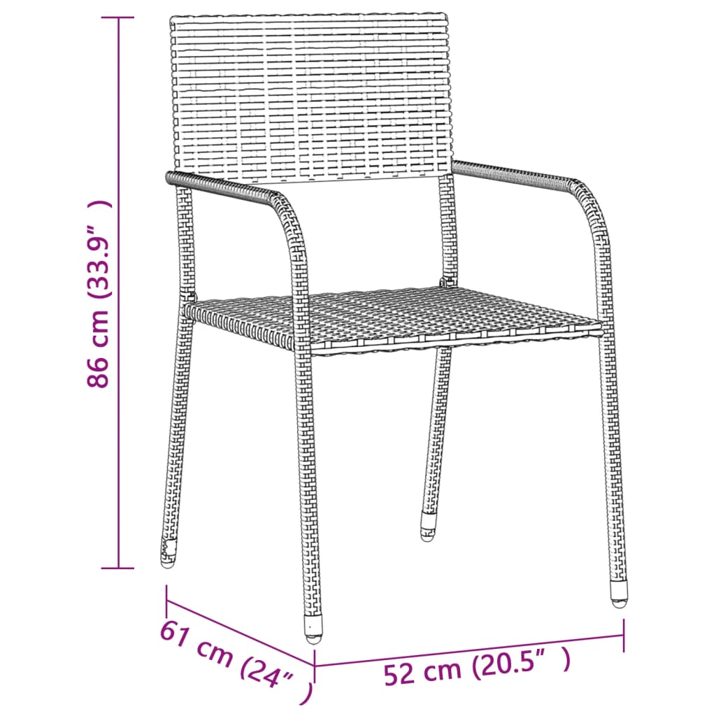 3 Piece Grey Poly Rattan Outdoor Dining Set