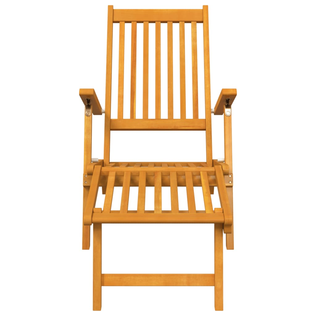 Solid Acacia Wood Deck Chairs with Footrests 2 pcs