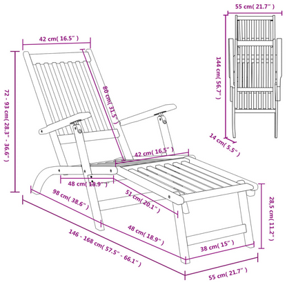 Solid Acacia Wood Deck Chairs with Footrests 2 pcs