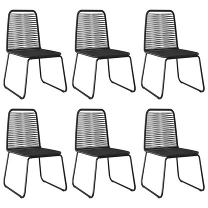  Black Poly Rattan Outdoor Chairs 6 pcs