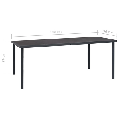 Anthracite Steel Outdoor Dining Table 190x90x74 cm