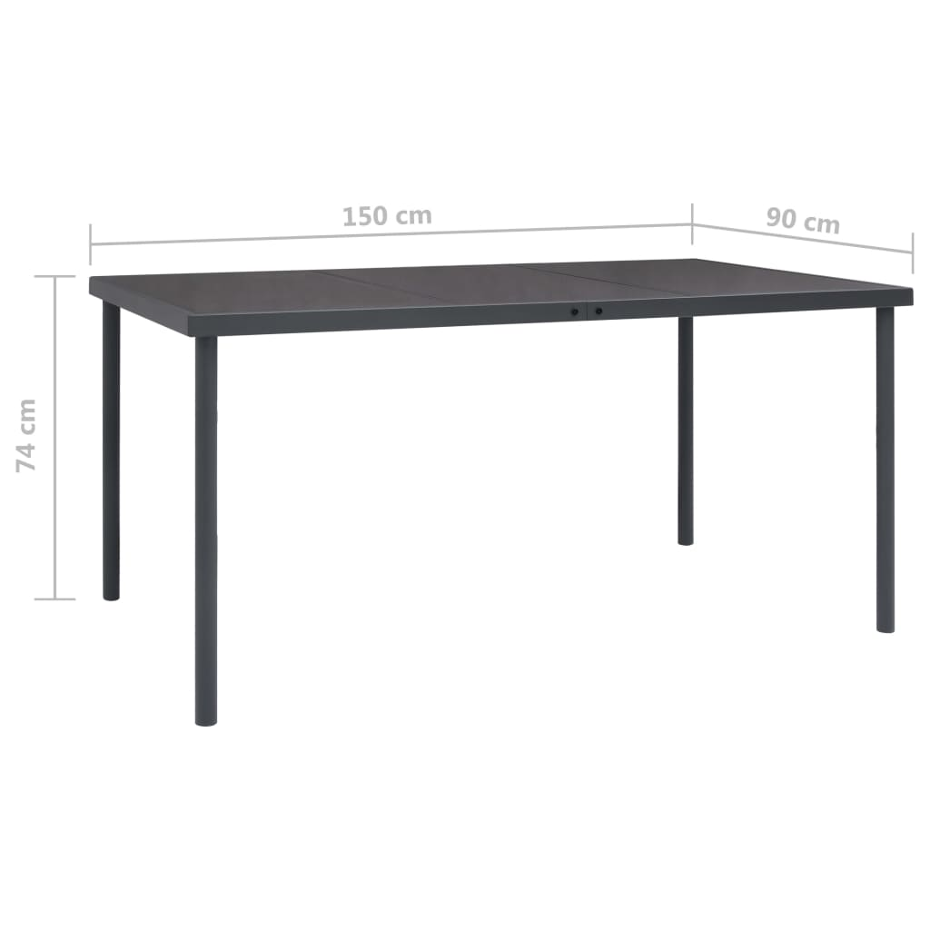 Anthracite Steel Outdoor Dining Table 150x90x74 cm