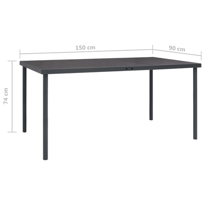 Anthracite Steel Outdoor Dining Table 150x90x74 cm