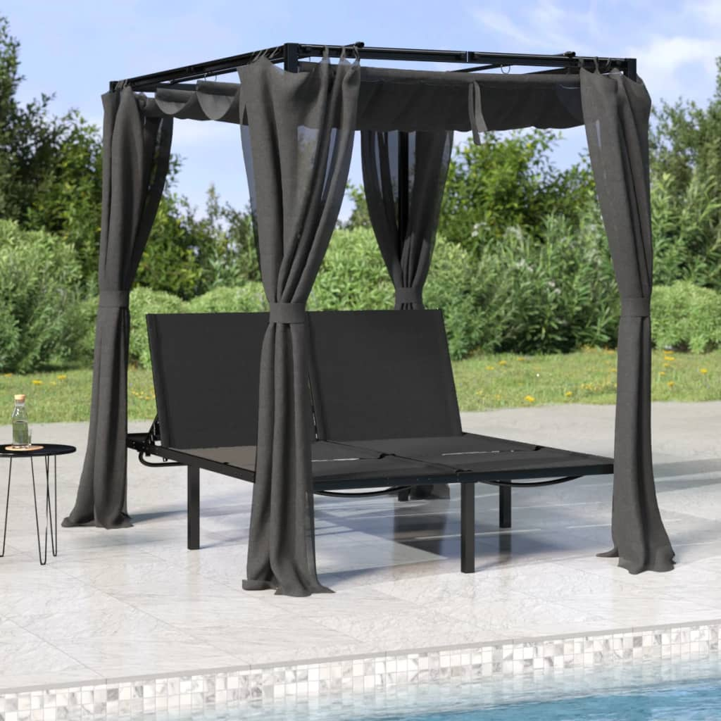  Double Sun Lounger with Side and Top Curtains