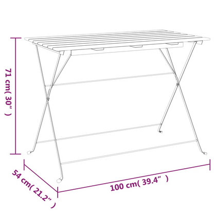  5 Piece Solid Acacia Wood and Steel Folding Bistro Set