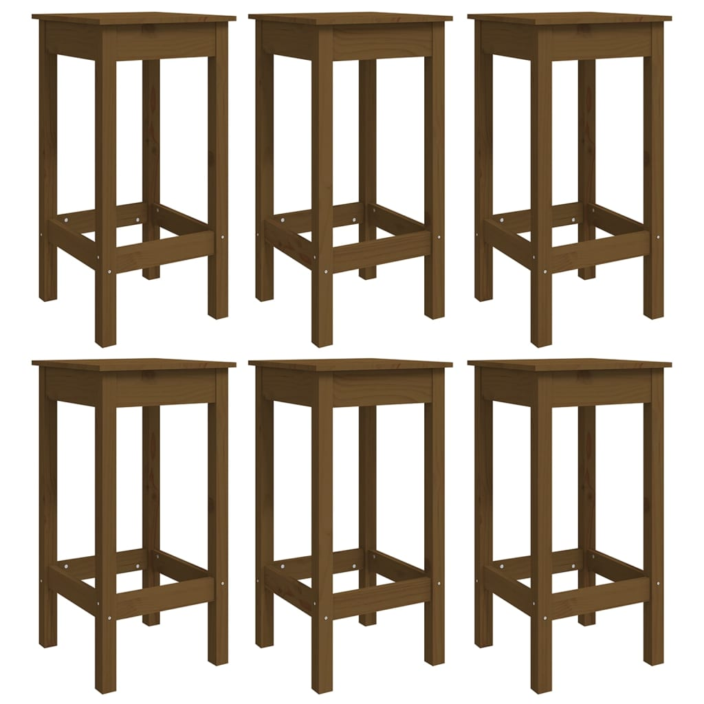 7 Piece Honey Brown Solid Pine Garden Bar Set