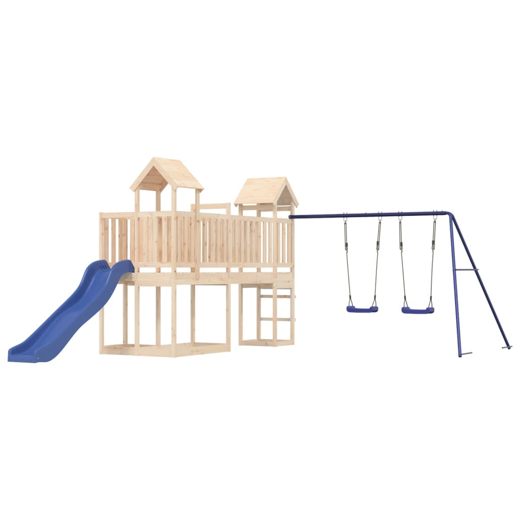 Solid Wood Pine (1 towers & bridge, 1 slide, 2 swings, no climing wall) 357 x 469 x 214 cm (L x W x H)