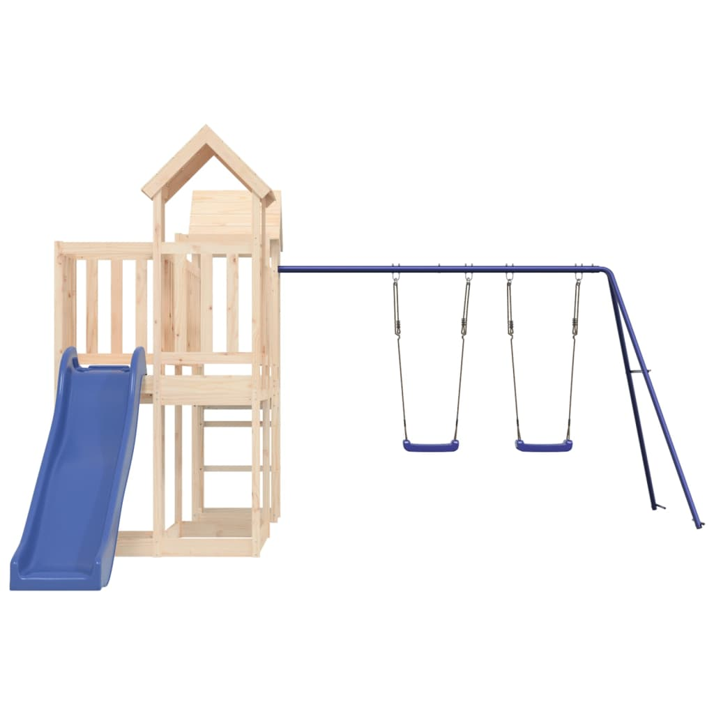 Solid Wood Pine (1 towers & bridge, 1 slide, 2 swings, no climing wall) 357 x 469 x 214 cm (L x W x H)