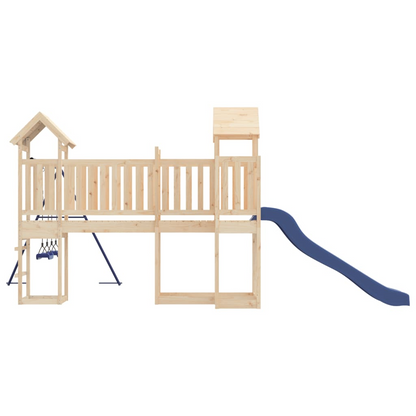 Solid Wood Pine (1 towers & bridge, 1 slide, 2 swings, no climing wall) 357 x 469 x 214 cm (L x W x H)