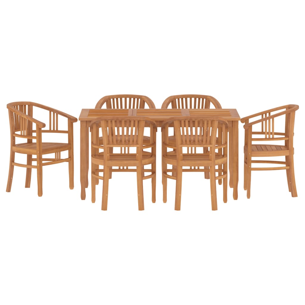  7 Piece Solid Teak Wood Garden Dining Set