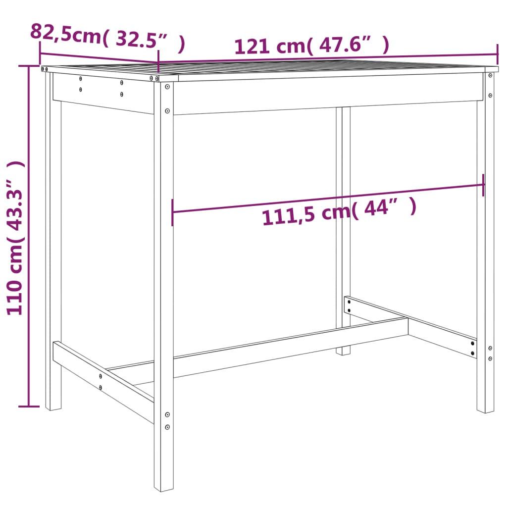  5 Piece Grey Solid Pine Garden Bar Set