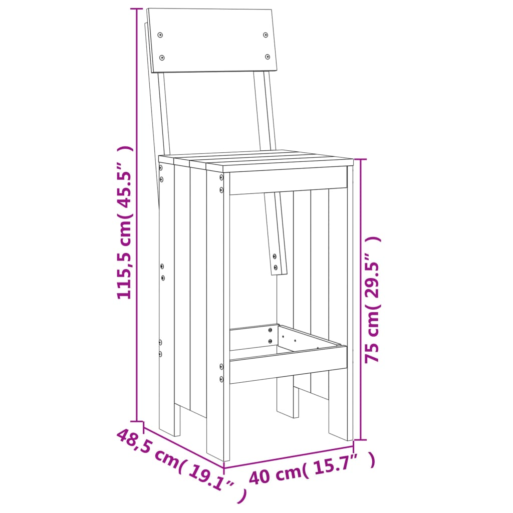 5 Piece Solid Douglas Wood Garden Bar Set