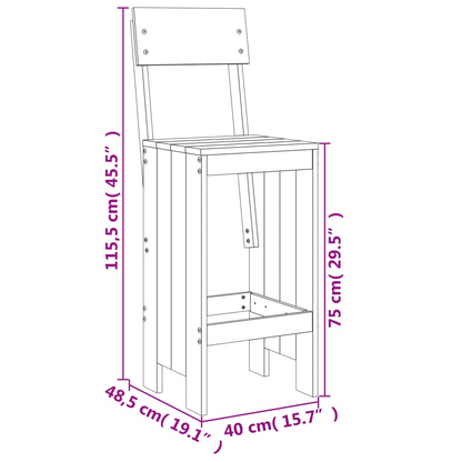 5 Piece Solid Douglas Wood Garden Bar Set