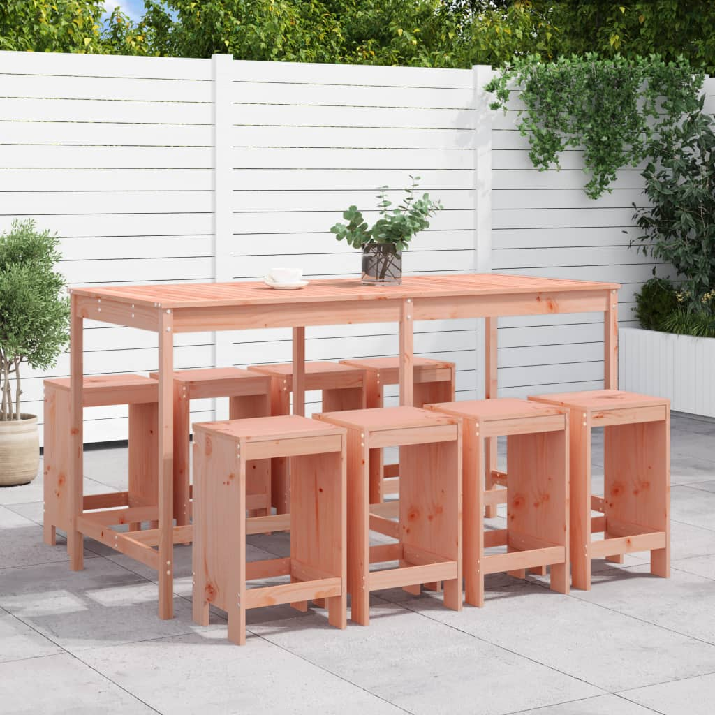 9 Piece Solid Douglas Wood Garden Bar Set