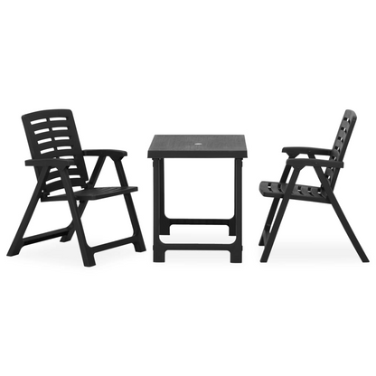  3 Piece Plastic Grey Folding Bistro Set