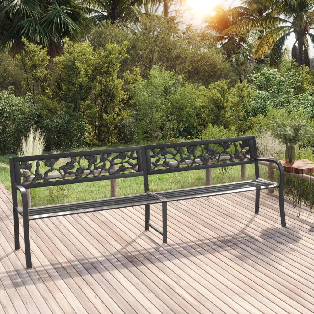 Twin Black Steel Garden Bench