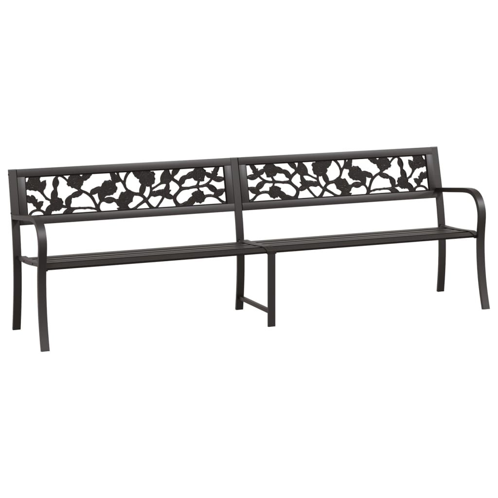 Twin Black Steel Garden Bench