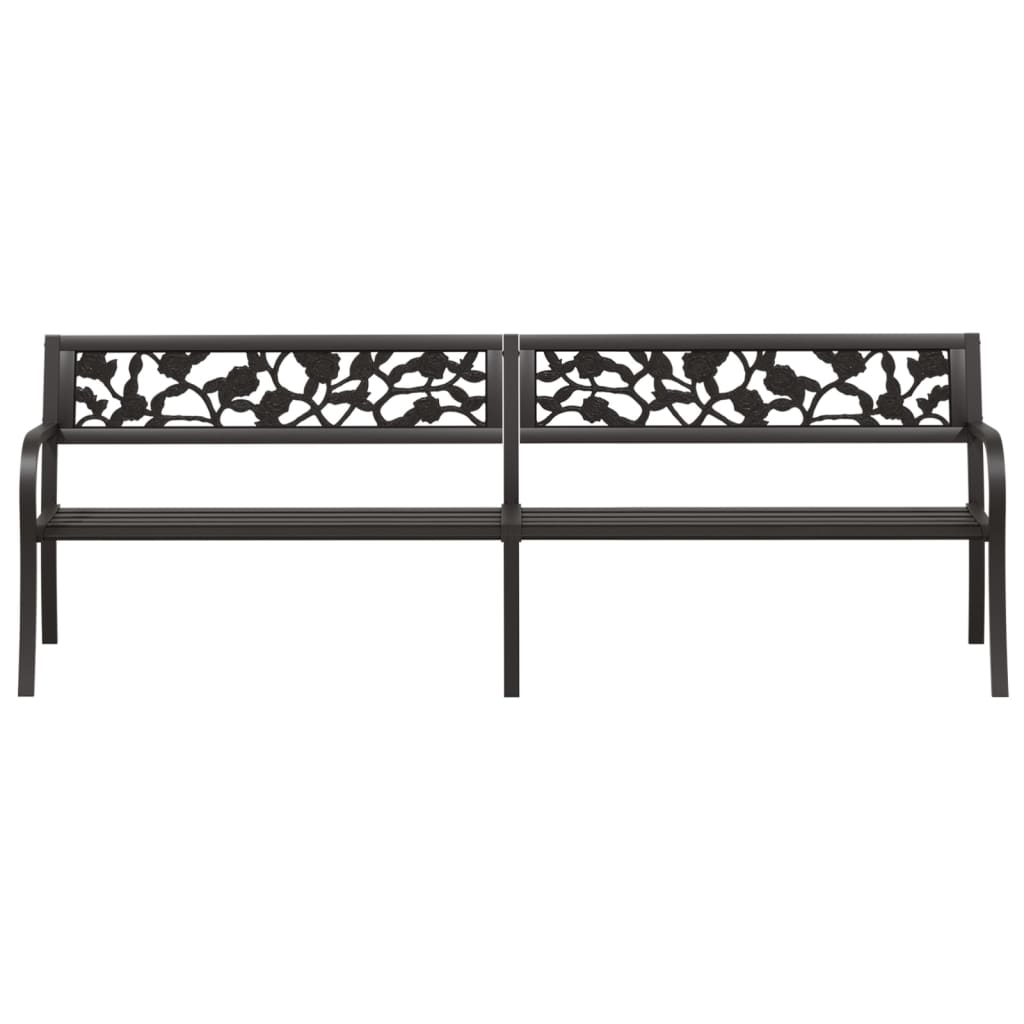 Twin Black Steel Garden Bench