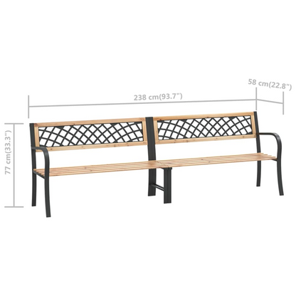 Chinese Fir Wood Twin Garden Bench 238 cm