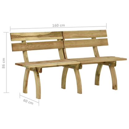 Impregnated Pinewood Garden Bench 160 cm