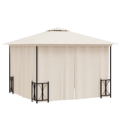 Cream Gazebo with Sidewalls & Double Roofs