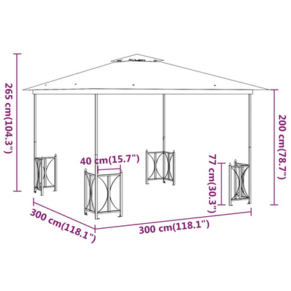 Cream Gazebo with Sidewalls & Double Roofs