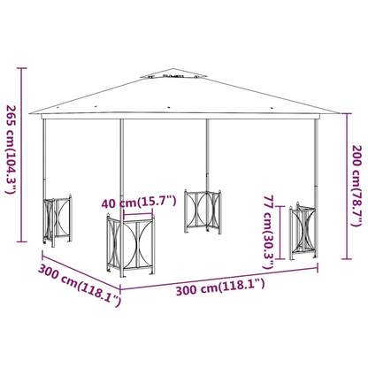 Taupe Gazebo with Sidewalls & Double Roofs