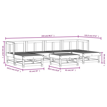 7 Piece Impregnated Wood Pine Garden Lounge Set