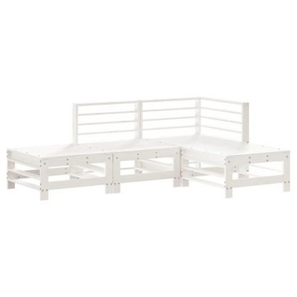 4 Piece Solid Pine Wood Garden Lounge Set White