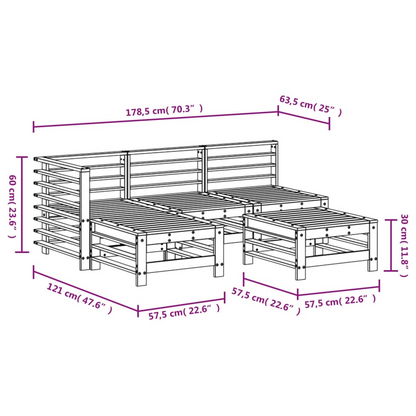 5 Piece  Impregnated Pine Garden Lounge Set