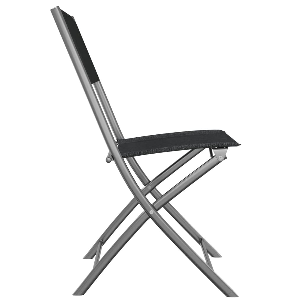  Black Steel and Textilene Folding Outdoor Chairs 4 pcs