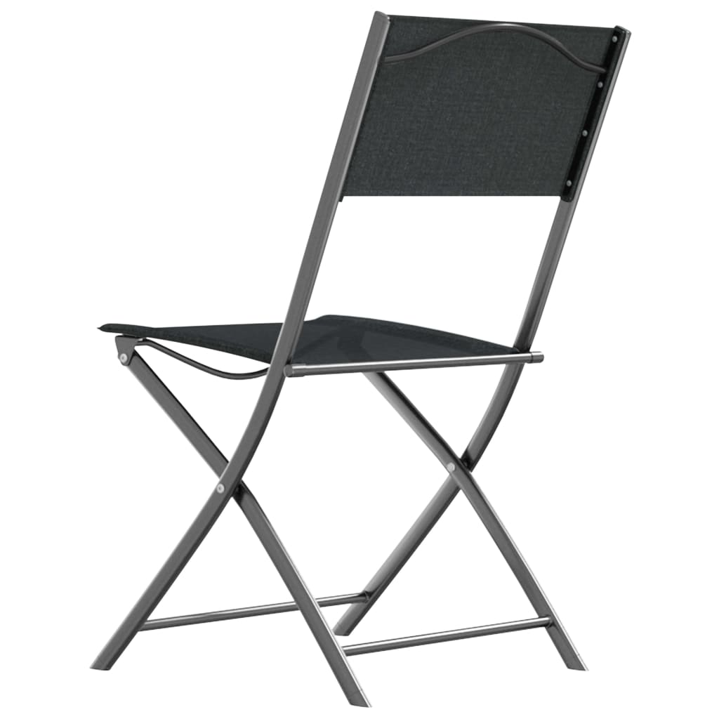  Black Steel and Textilene Folding Outdoor Chairs 4 pcs