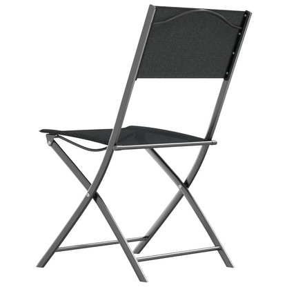 Black Steel and Textilene Folding Outdoor Chairs 2 pcs