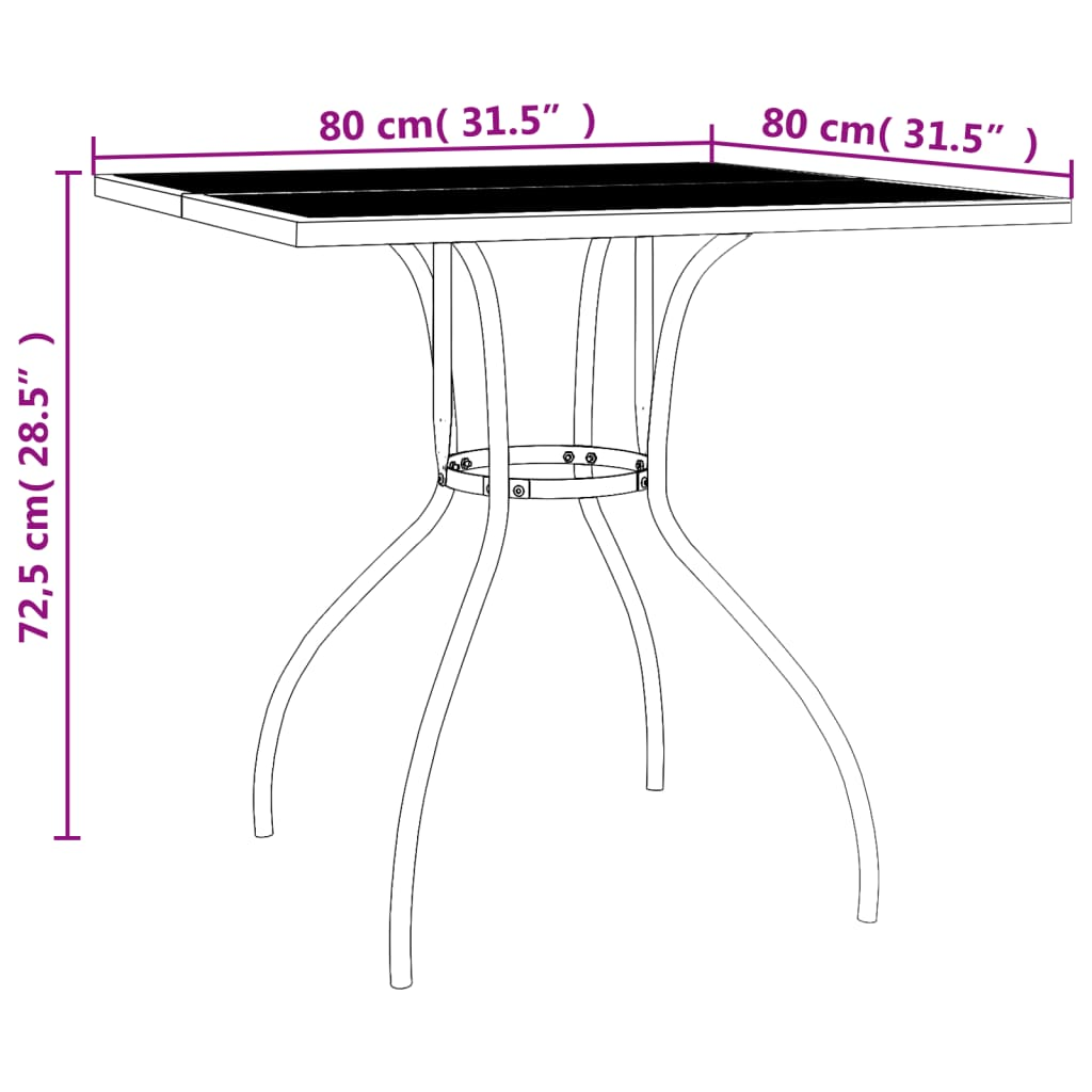  3 Piece Anthracite Steel Garden Dining Set