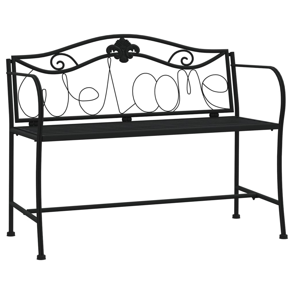 Black Steel 2-Seater Garden Bench 104 cm 