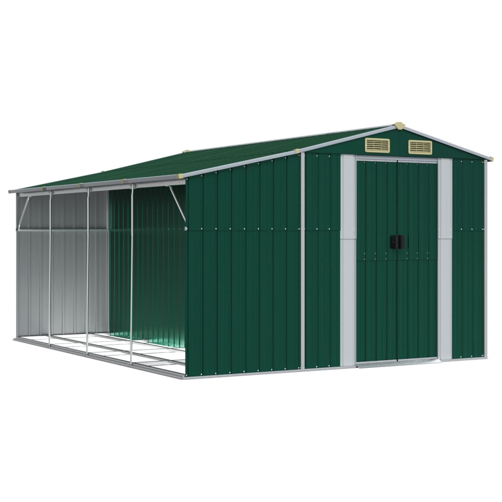 Galvanised Steel Garden Shed Green 277x365.5x179 cm