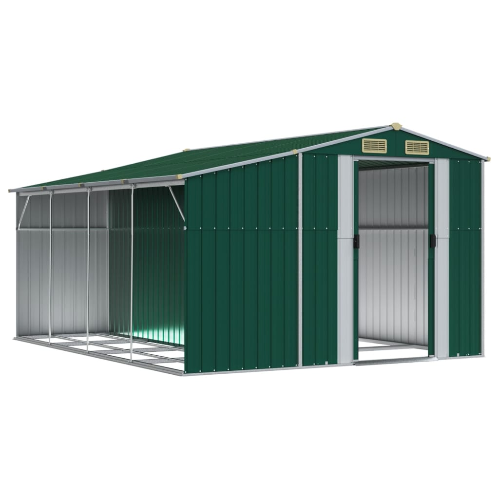 Galvanised Steel Garden Shed Green 277x365.5x179 cm