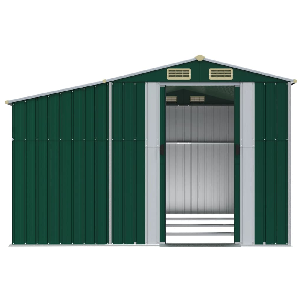 Galvanised Steel Garden Shed Green 277x365.5x179 cm