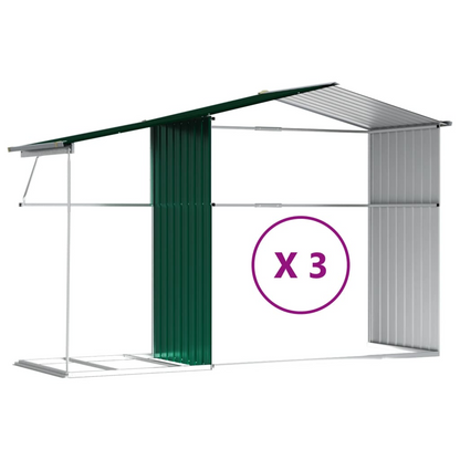 Galvanised Steel Garden Shed Green 277x365.5x179 cm